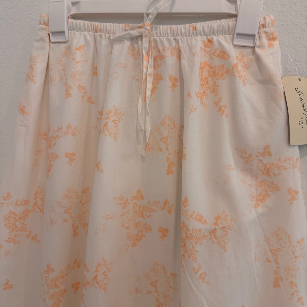 Universal Thread Womens XS Cream Orange Floral Cotton Midi Skirt NWT - Picture 4 of 8